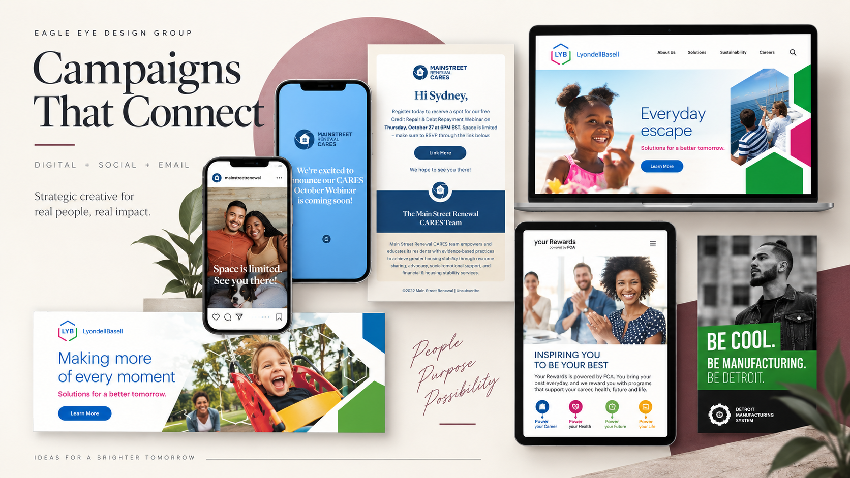 Selected campaigns and communications work from Alexis D. Miasel's career portfolio